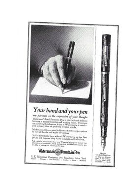 Print Ad Watermans Ideal Fountain Pen Vintage 1920s Writing Instrument ADVERT